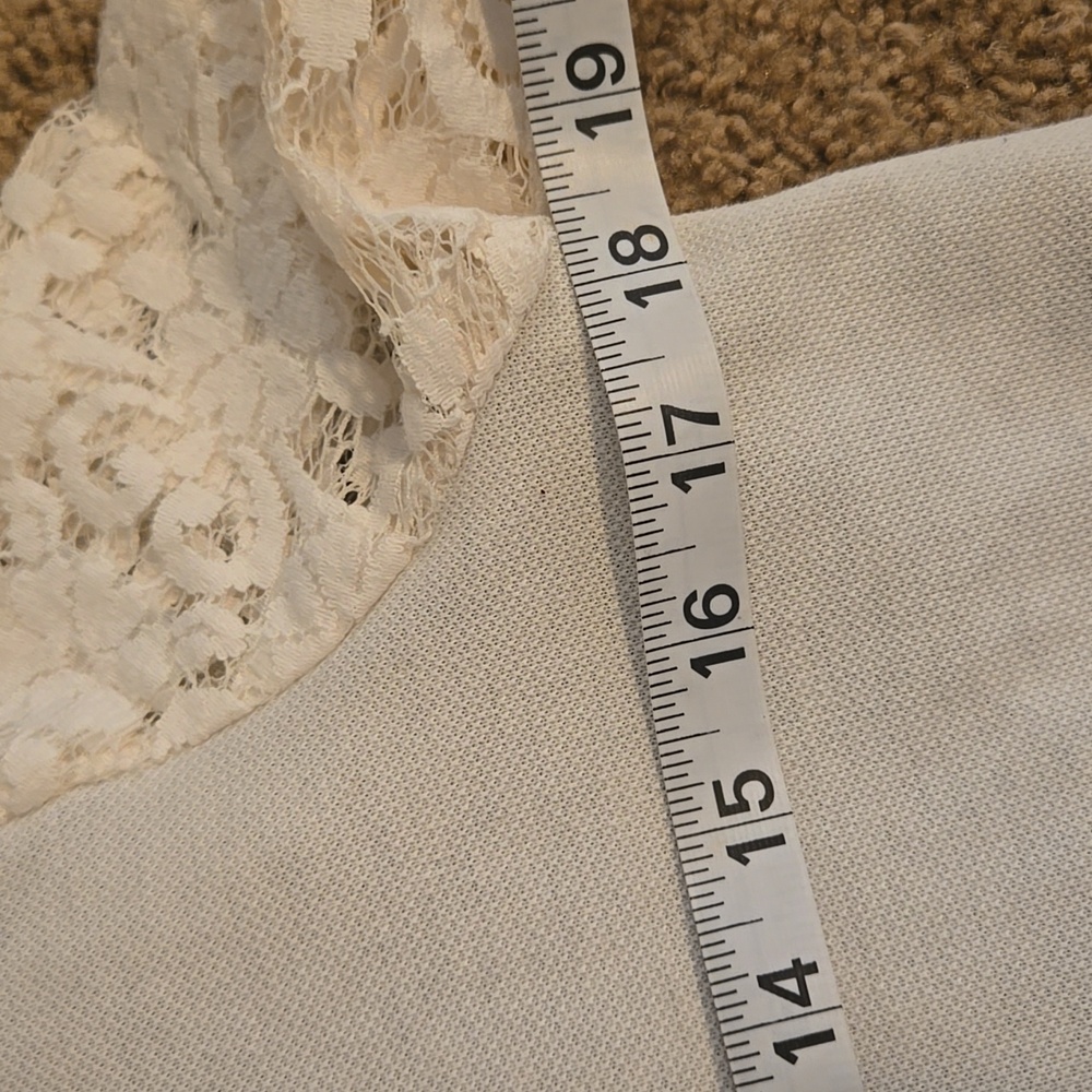 Loft Cream Lace Sleeve Top Size Small - Picture 7 of 8